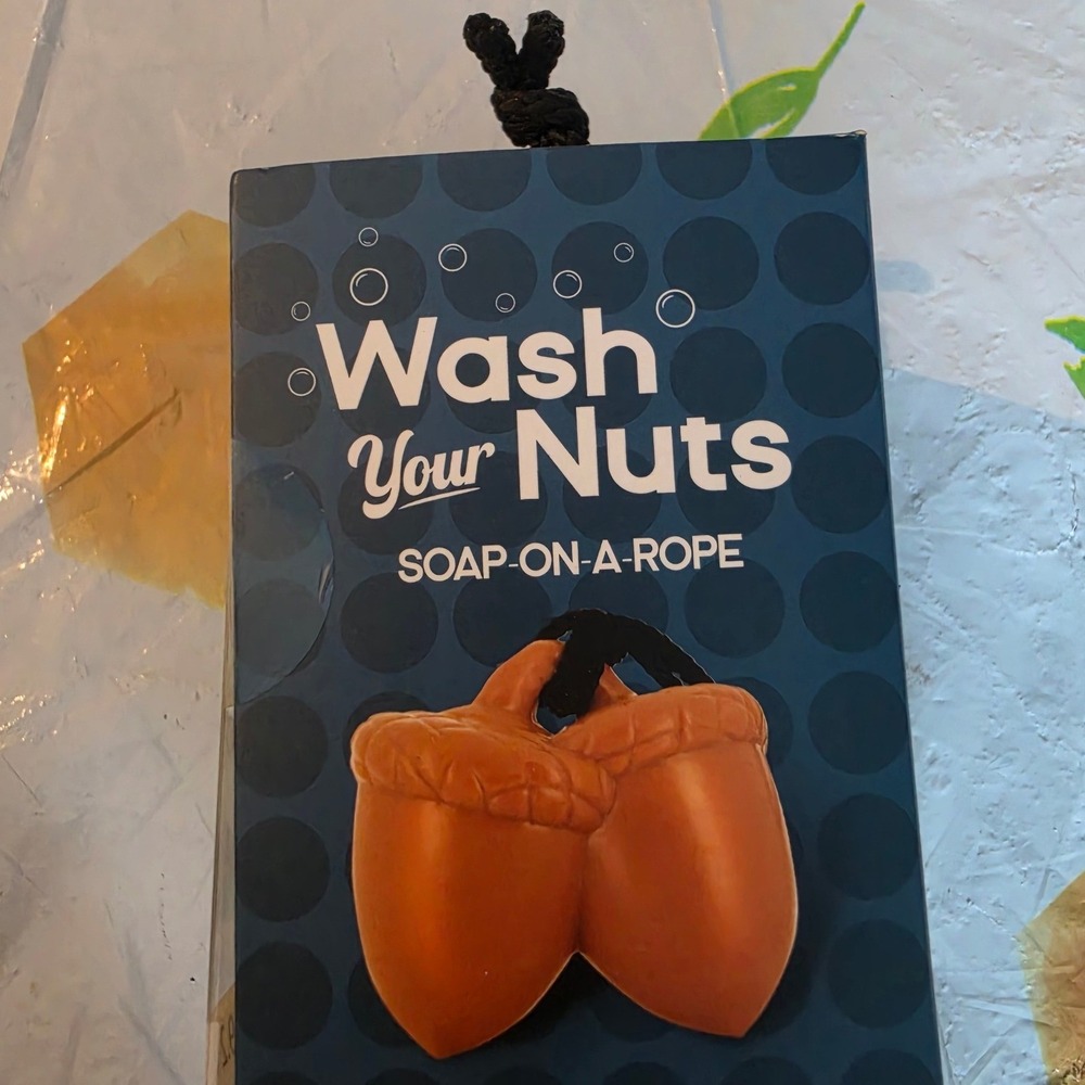 NPW Wash Your Nuts Soap On A Rope Almond Scented Acorn Novelty Gag Gift 9.2oz